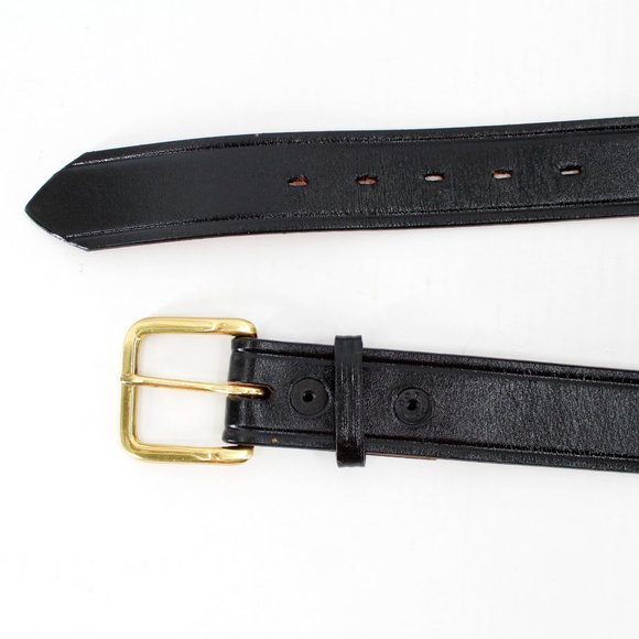 Don Hume Duty Belt Black Leather Brass Buckle Police Snap Buckle Sz 48 Unisex - Picture 4 of 8